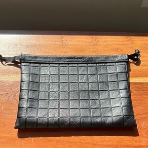 Cloth and Paper Black Embossed Clutch/Storage Bag